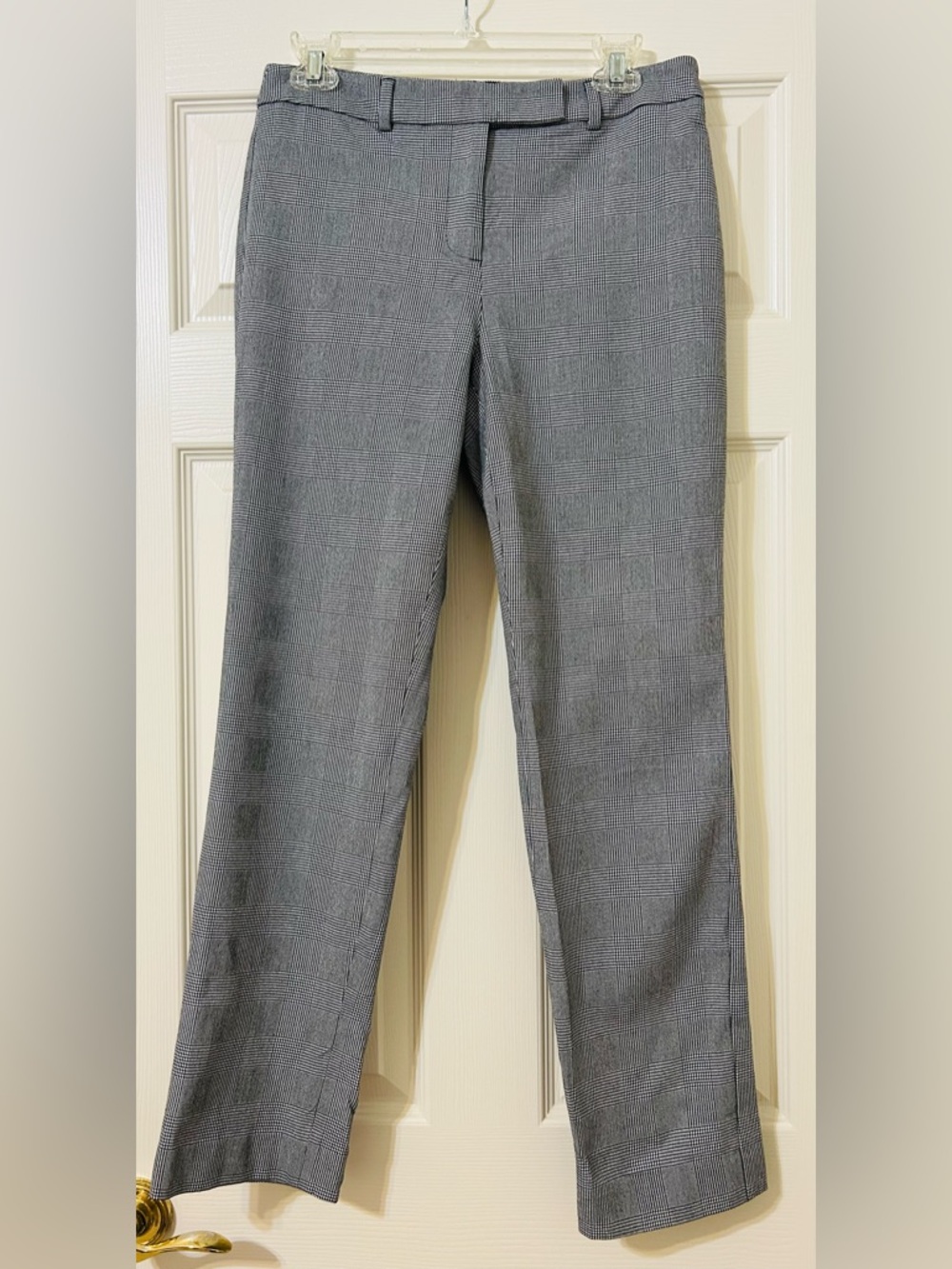 Talbots Black & White Glen Plaid Straight Pants
